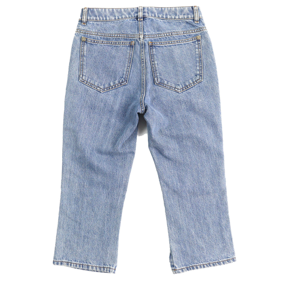 Excellent CHANEL Denim pants COCO Mark Button Indigo blue Women 34 P60217V46019