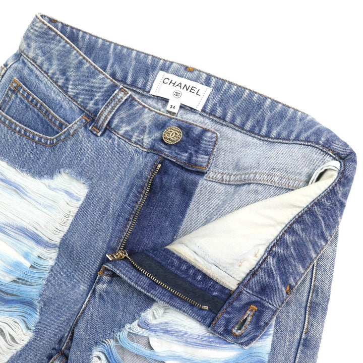 Excellent CHANEL Denim pants COCO Mark Button Indigo blue Women 34 P60217V46019