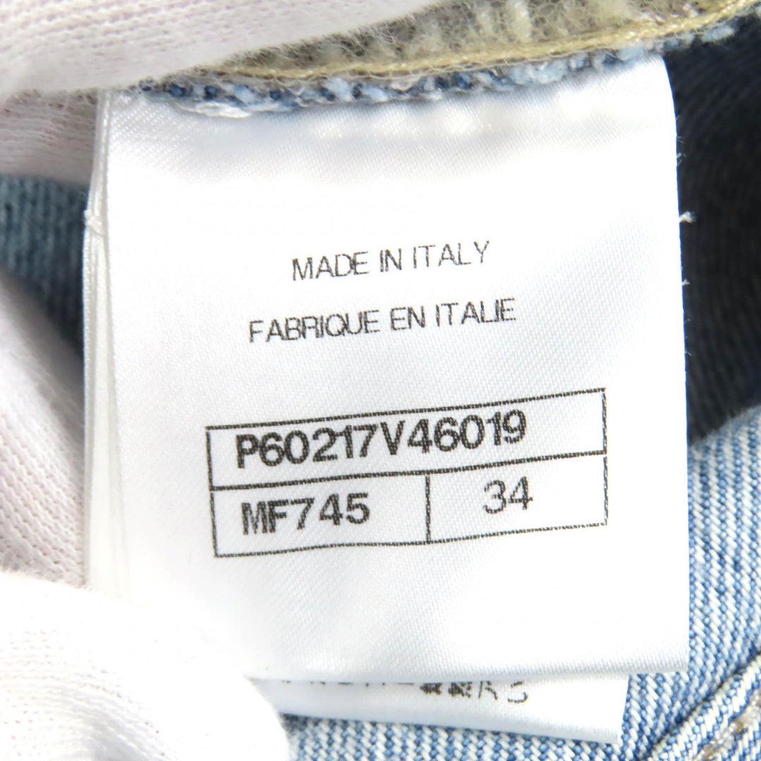 Excellent CHANEL Denim pants COCO Mark Button Indigo blue Women 34 P60217V46019