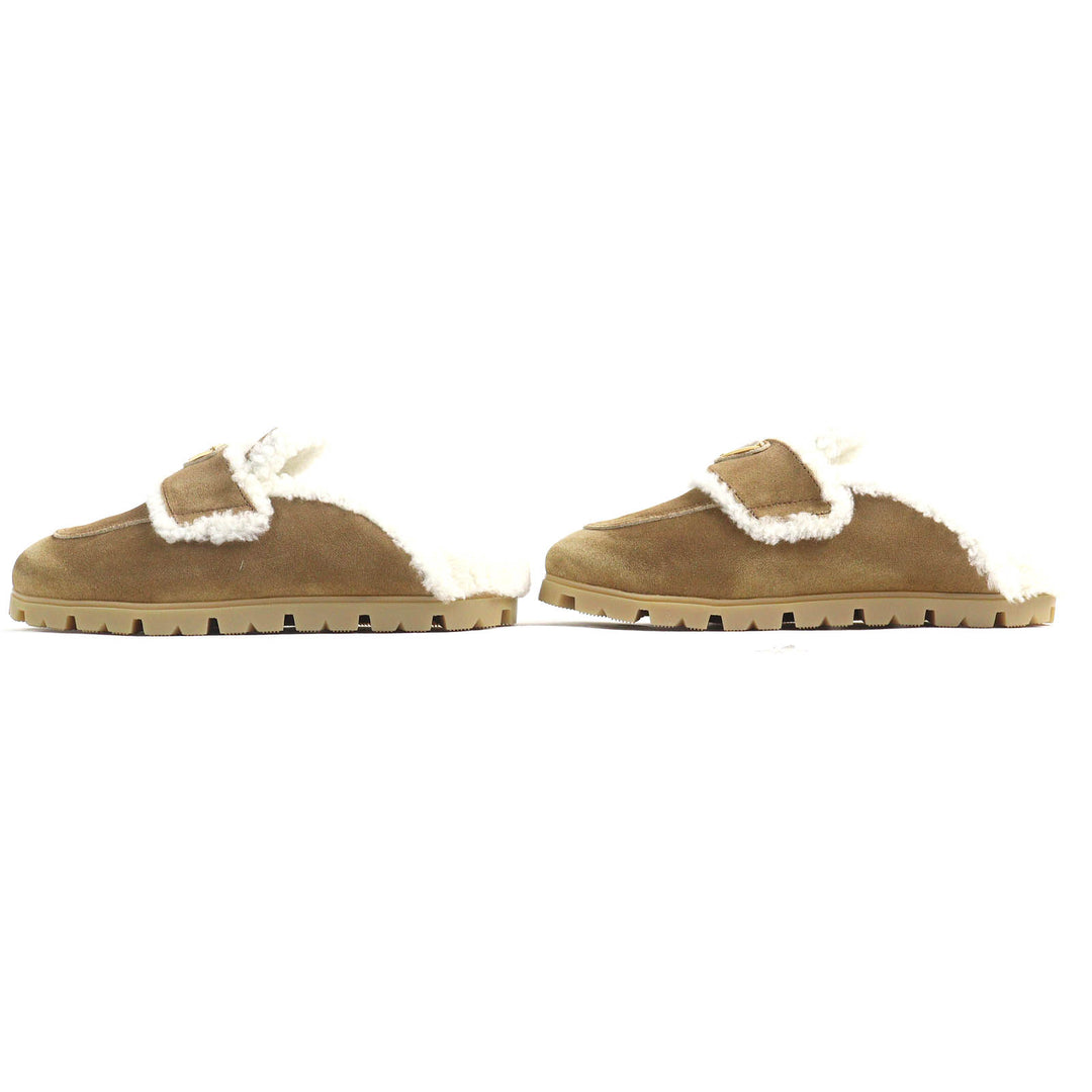 Pristine PRADA Sandals Suede shearling slippers Suede leather Women 37 1S711M