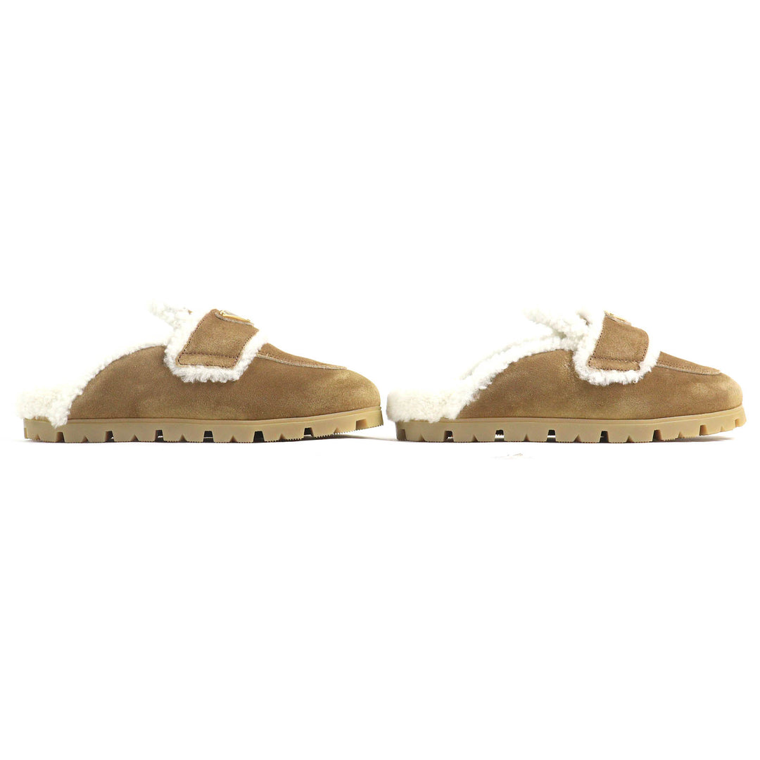 Pristine PRADA Sandals Suede shearling slippers Suede leather Women 37 1S711M