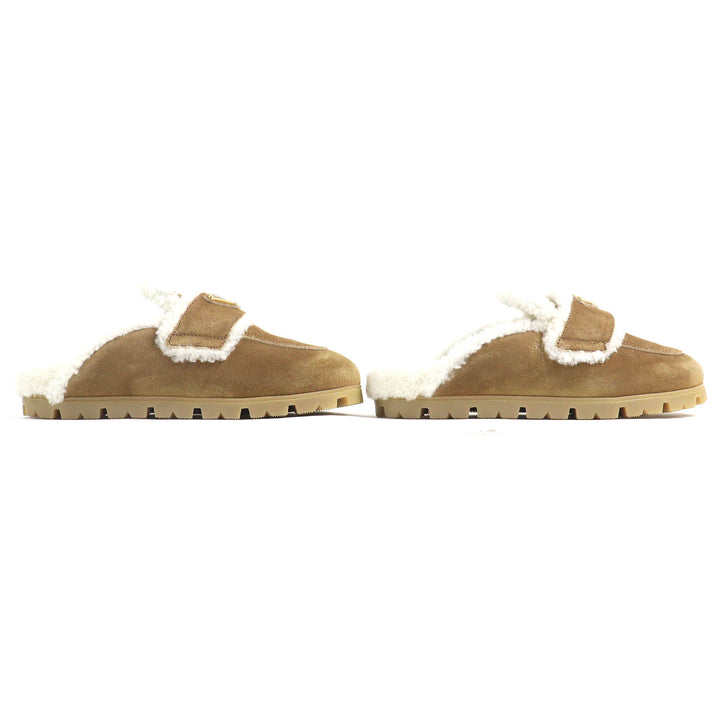 Pristine PRADA Sandals Suede shearling slippers Suede leather Women 37 1S711M
