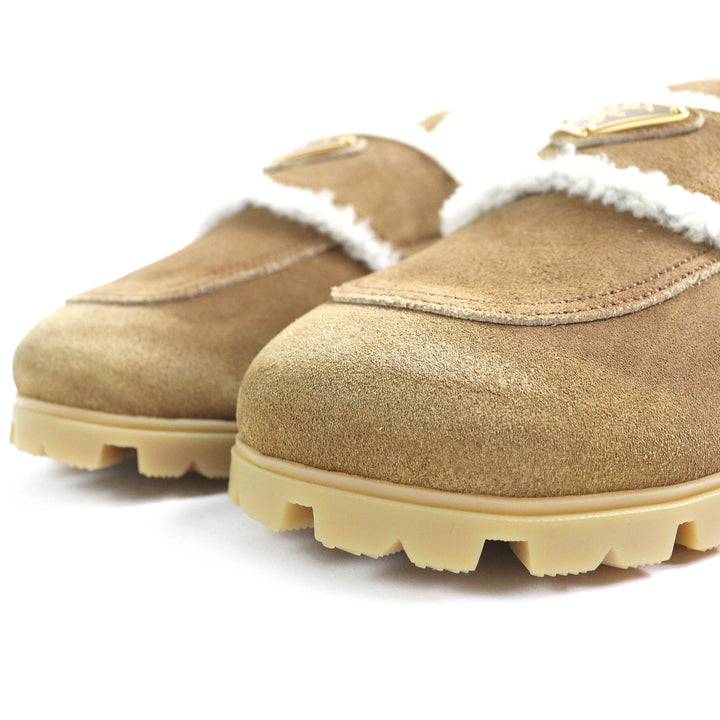 Pristine PRADA Sandals Suede shearling slippers Suede leather Women 37 1S711M