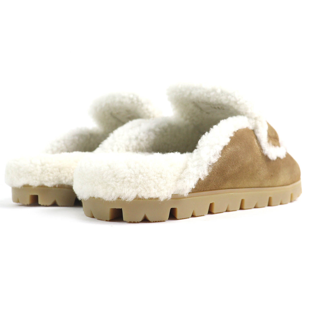 Pristine PRADA Sandals Suede shearling slippers Suede leather Women 37 1S711M