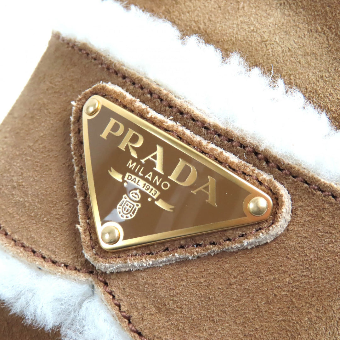 Pristine PRADA Sandals Suede shearling slippers Suede leather Women 37 1S711M