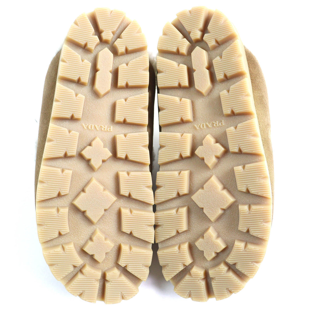 Pristine PRADA Sandals Suede shearling slippers Suede leather Women 37 1S711M