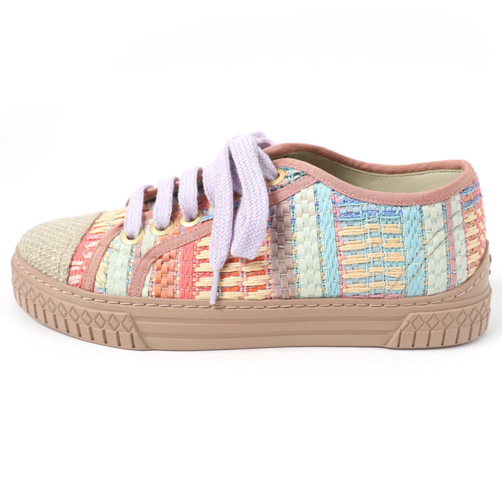 Pristine CHANEL Low cut sneakers COCO Mark Tweed Leather multicolor Women 34