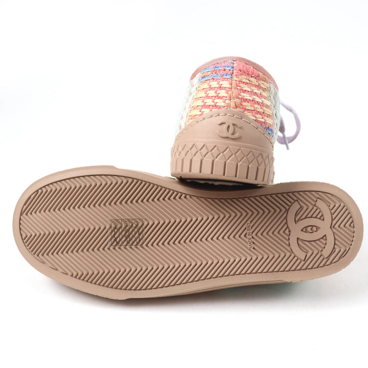 Pristine CHANEL Low cut sneakers COCO Mark Tweed Leather multicolor Women 34