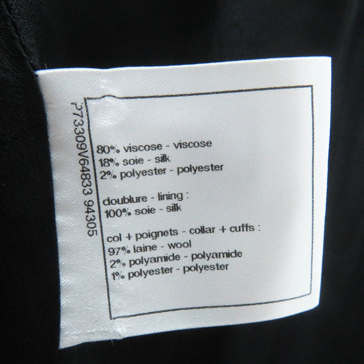 Excellent CHANEL coat COCO Button Tweed Switching Velvet Black pink Women 38 22B P73309
