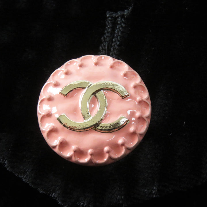 Excellent CHANEL coat COCO Button Tweed Switching Velvet Black pink Women 38 22B P73309