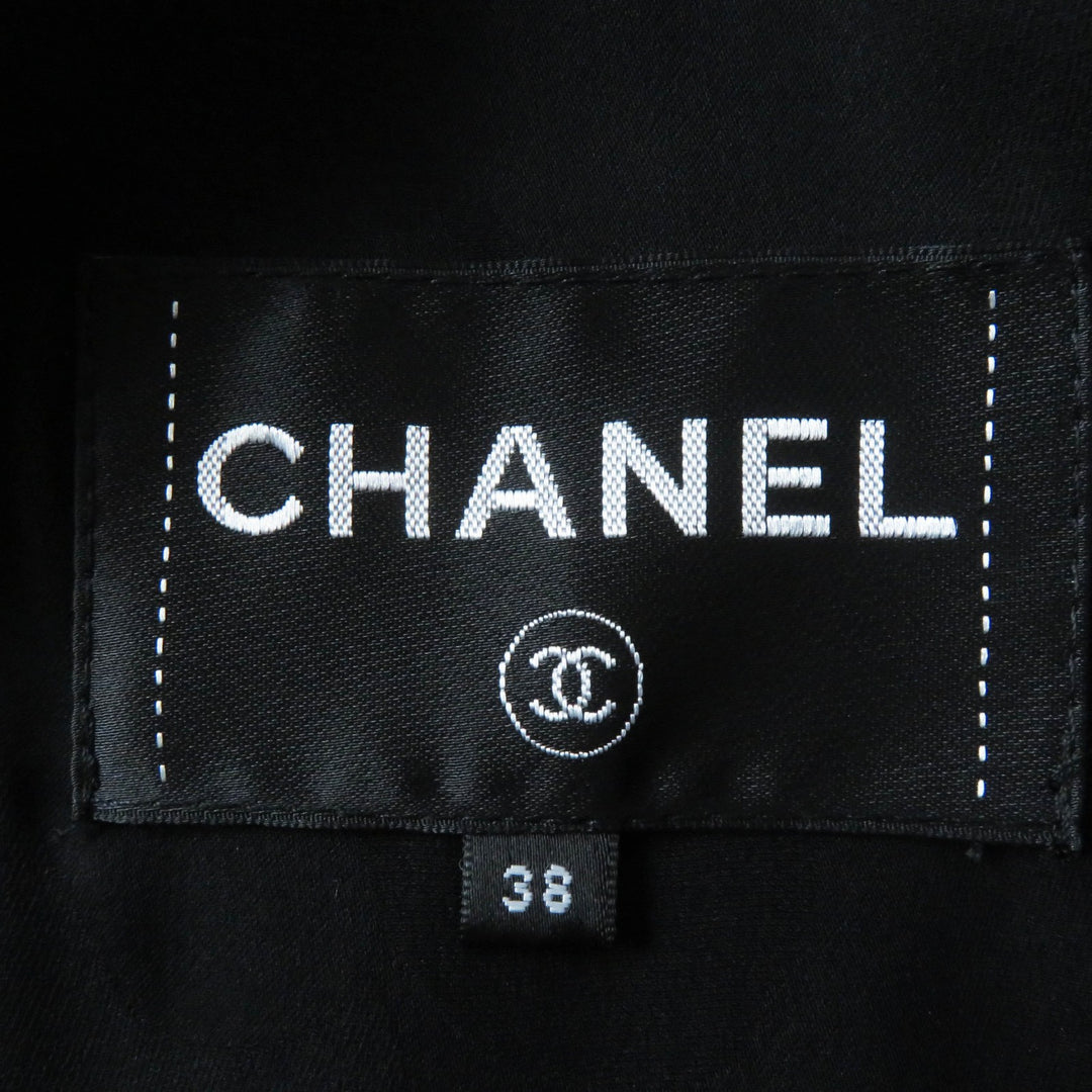 Excellent CHANEL coat COCO Button Tweed Switching Velvet Black pink Women 38 22B P73309