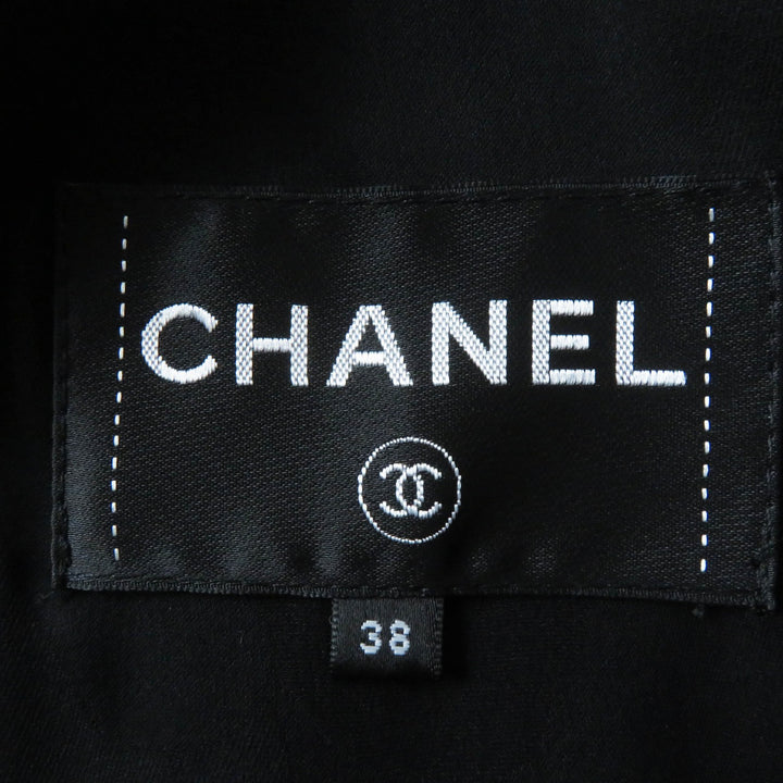 Excellent CHANEL coat COCO Button Tweed Switching Velvet Black pink Women 38 22B P73309