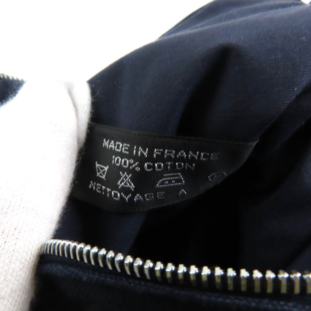 Excellent HERMES Cosmetics Pouch Bored Pouch PM H logo embroidery Navy Women