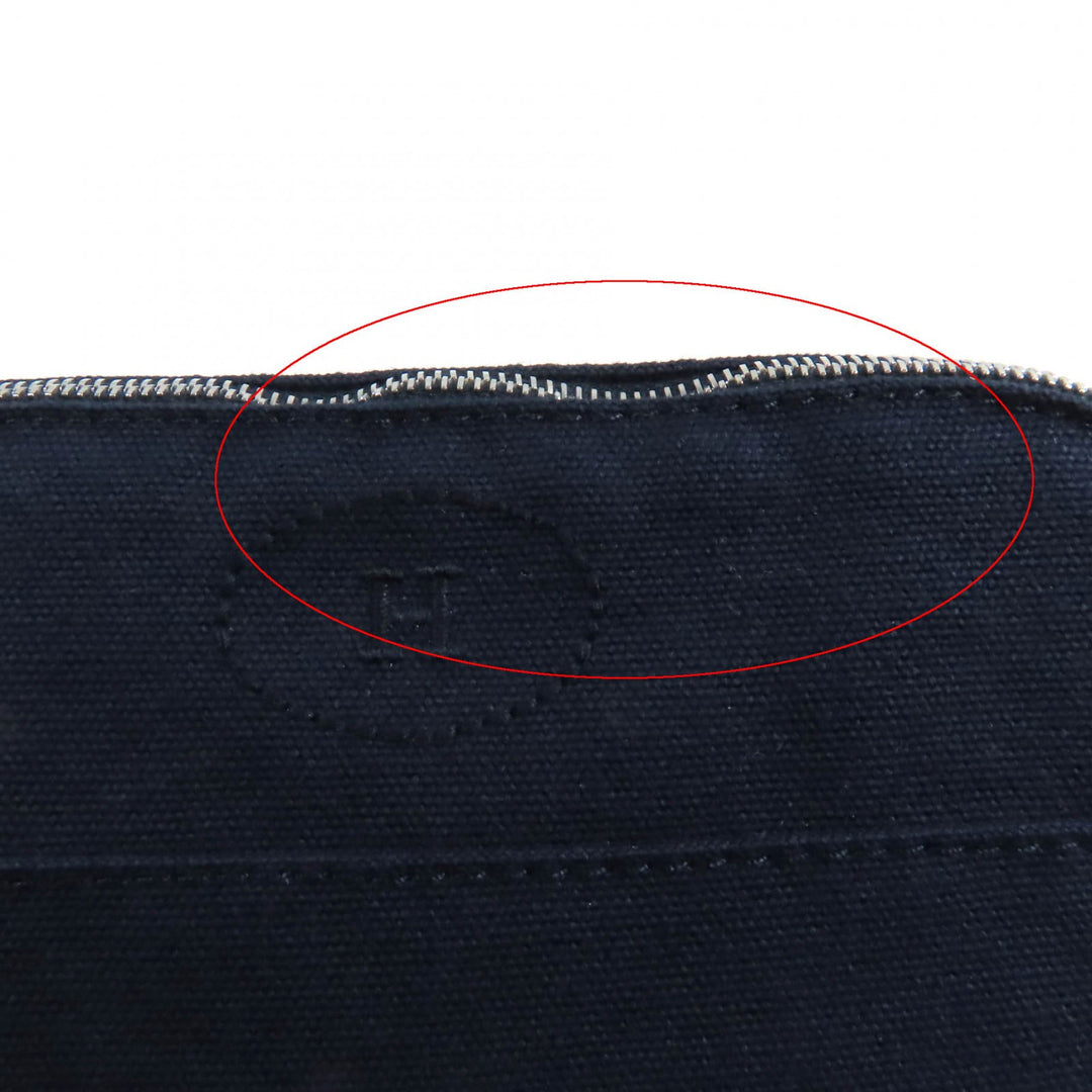 Excellent HERMES Cosmetics Pouch Bored Pouch PM H logo embroidery Navy Women