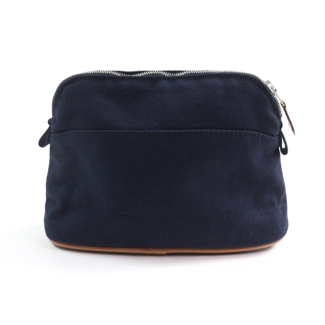 Excellent HERMES Cosmetics Pouch Bored Pouch PM H logo embroidery Navy Women