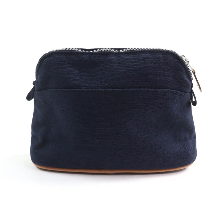 Excellent HERMES Cosmetics Pouch Bored Pouch PM H logo embroidery Navy Women