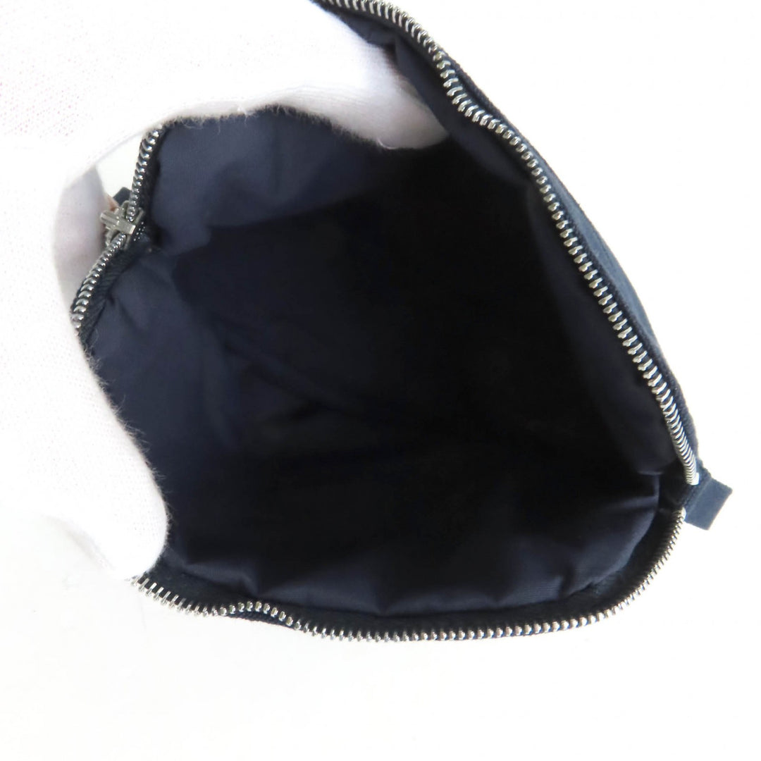 Excellent HERMES Cosmetics Pouch Bored Pouch PM H logo embroidery Navy Women