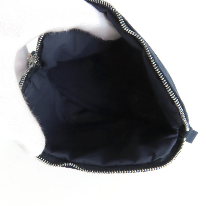 Excellent HERMES Cosmetics Pouch Bored Pouch PM H logo embroidery Navy Women