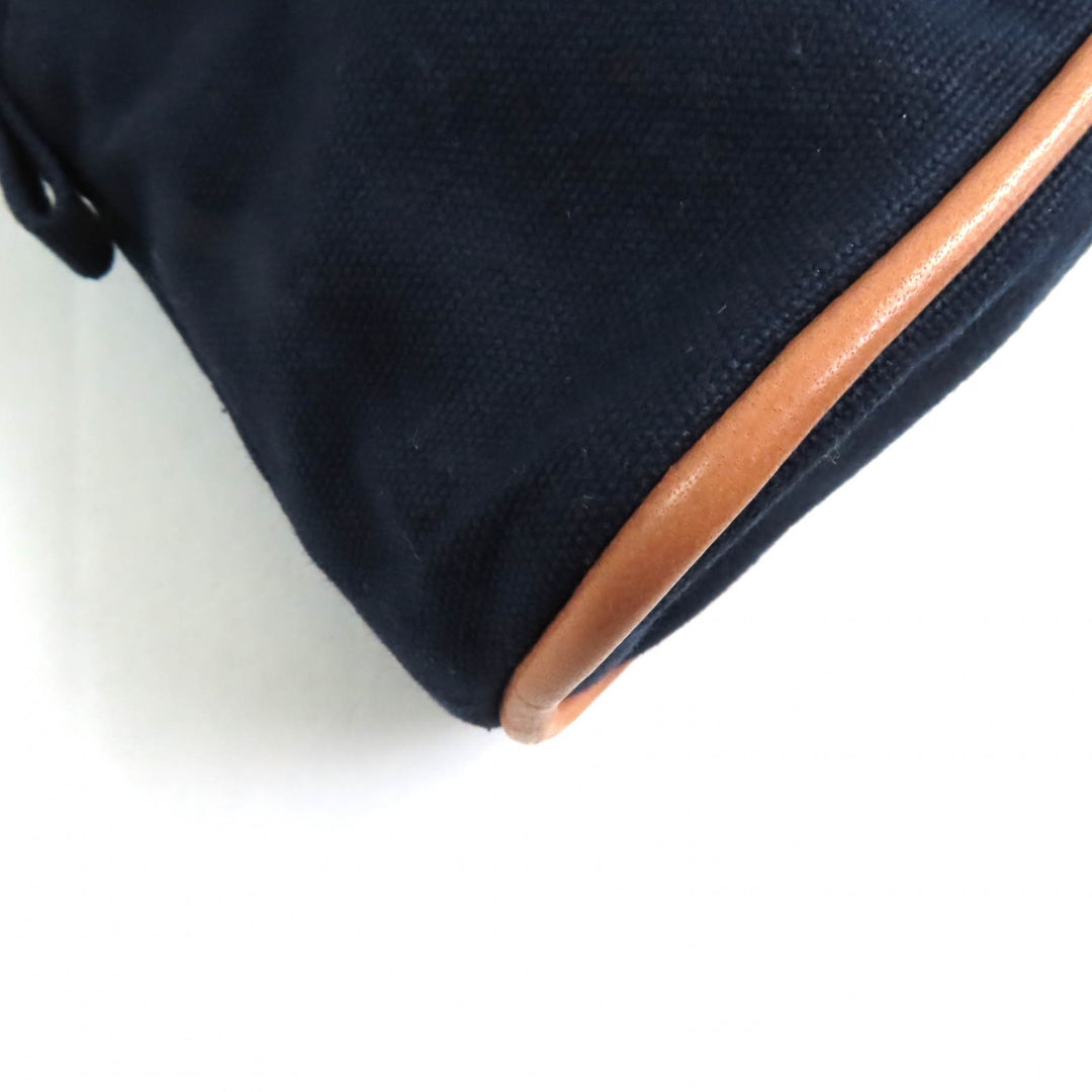 Excellent HERMES Cosmetics Pouch Bored Pouch PM H logo embroidery Navy Women