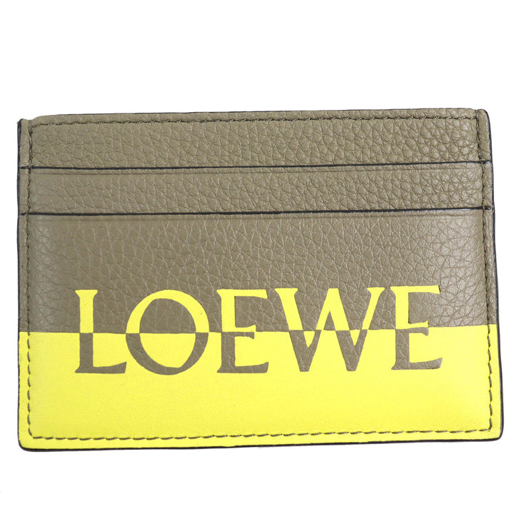 Pristine LOEWE Card Case Signature Plain Cardholder Brown yellow leather Women