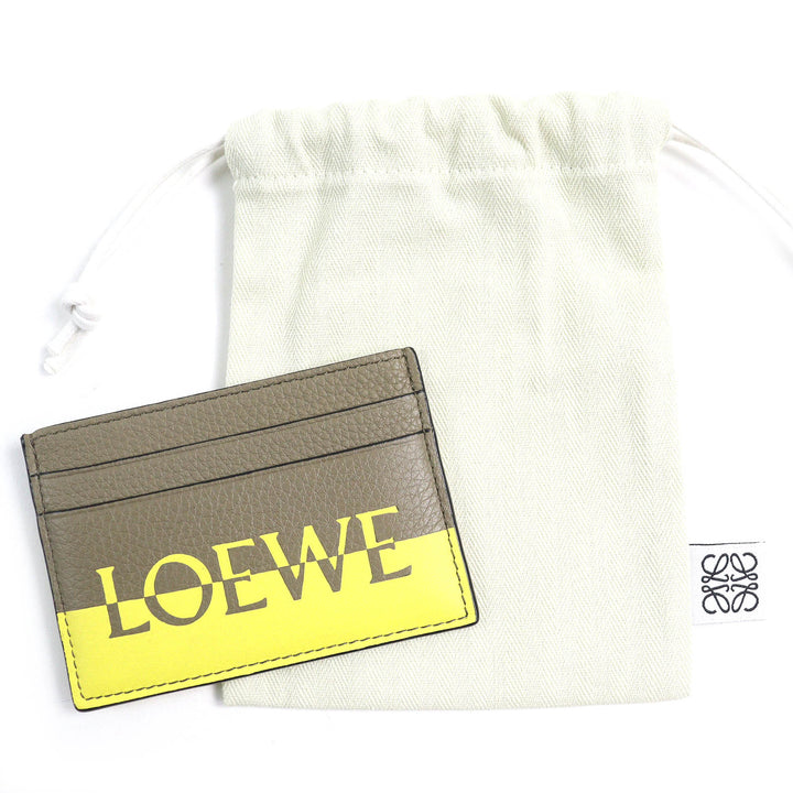 Pristine LOEWE Card Case Signature Plain Cardholder Brown yellow leather Women