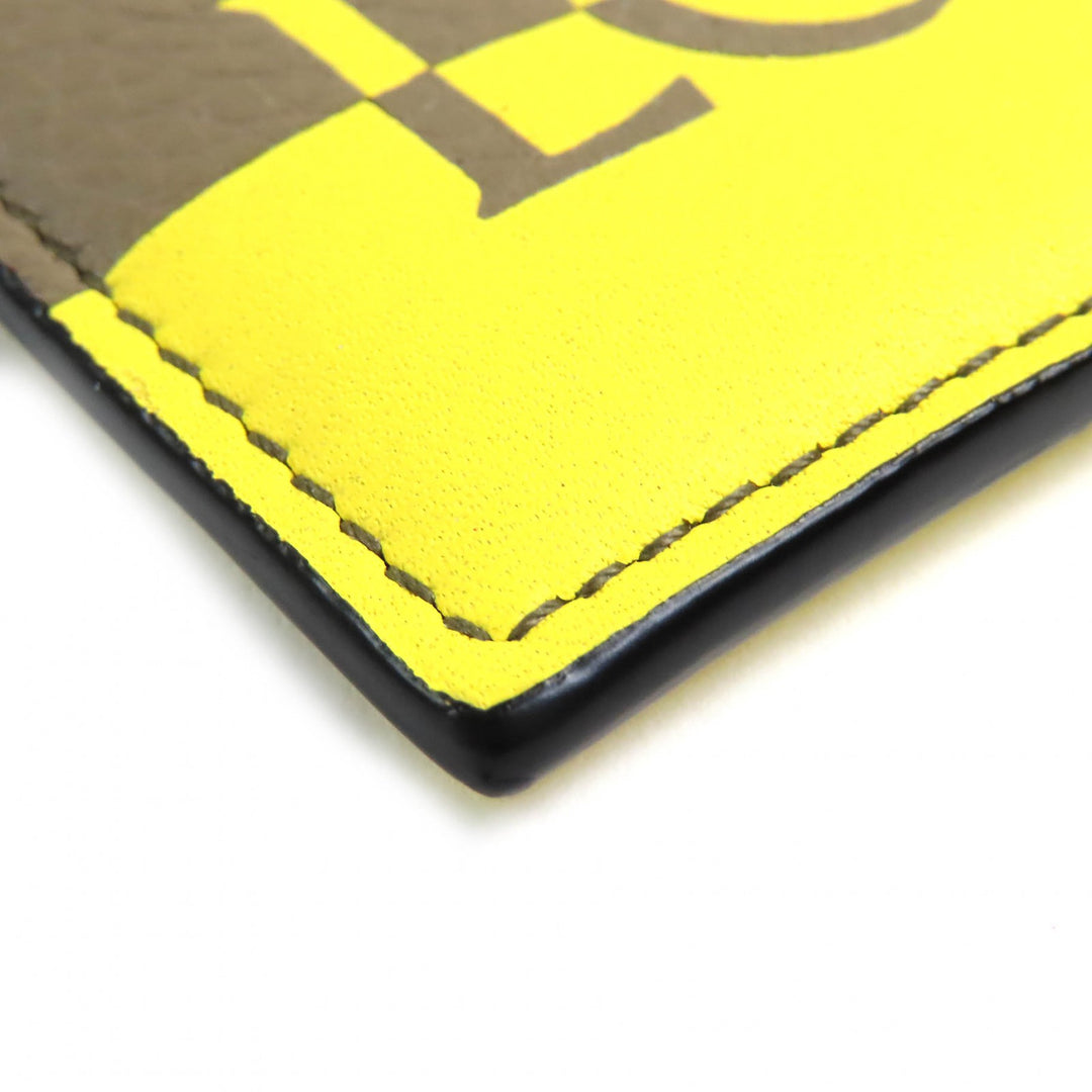 Pristine LOEWE Card Case Signature Plain Cardholder Brown yellow leather Women