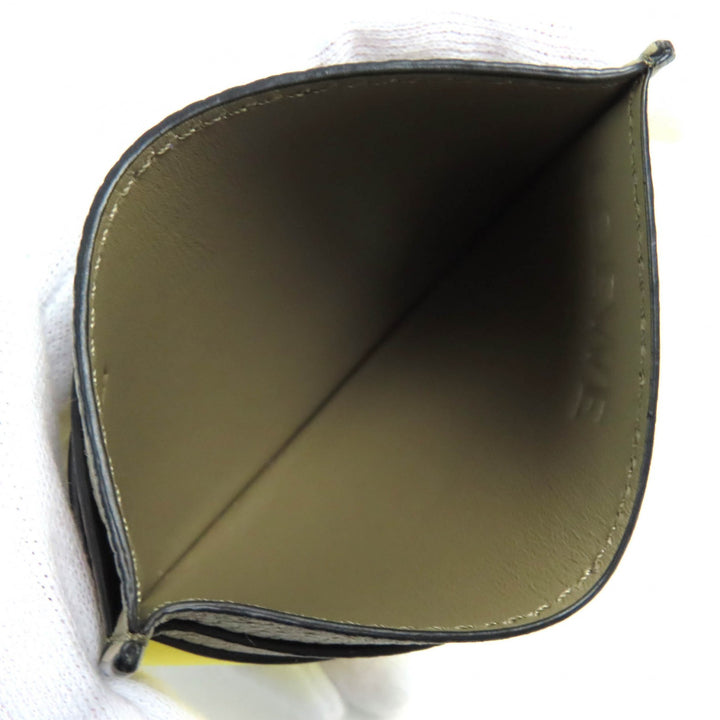 Pristine LOEWE Card Case Signature Plain Cardholder Brown yellow leather Women