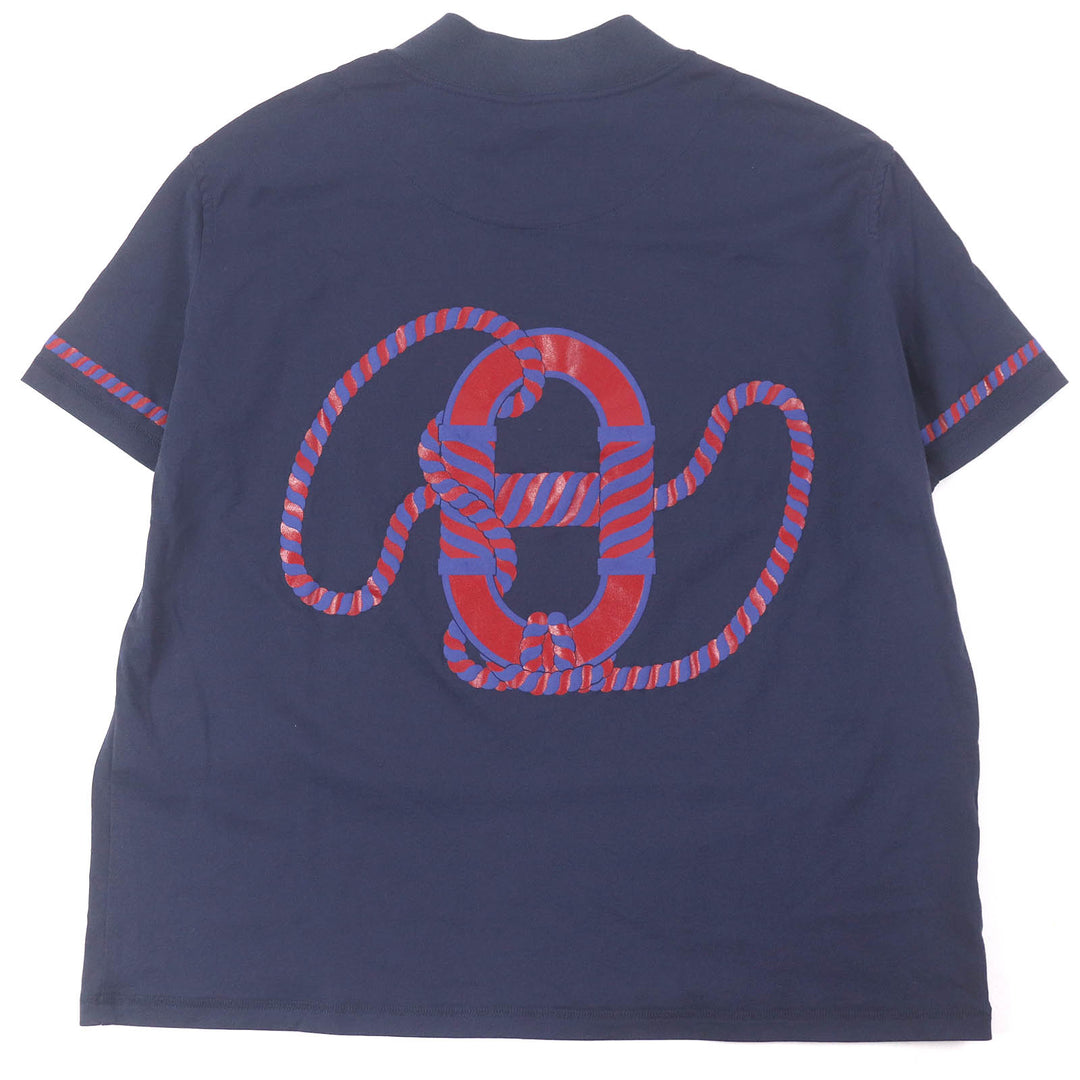 Great HERMES Short sleeve T-shirt Cartouche Chaine d'Ancre Navy cotton mens34