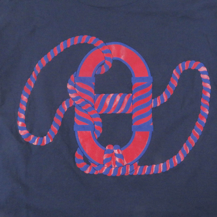 Great HERMES Short sleeve T-shirt Cartouche Chaine d'Ancre Navy cotton mens34