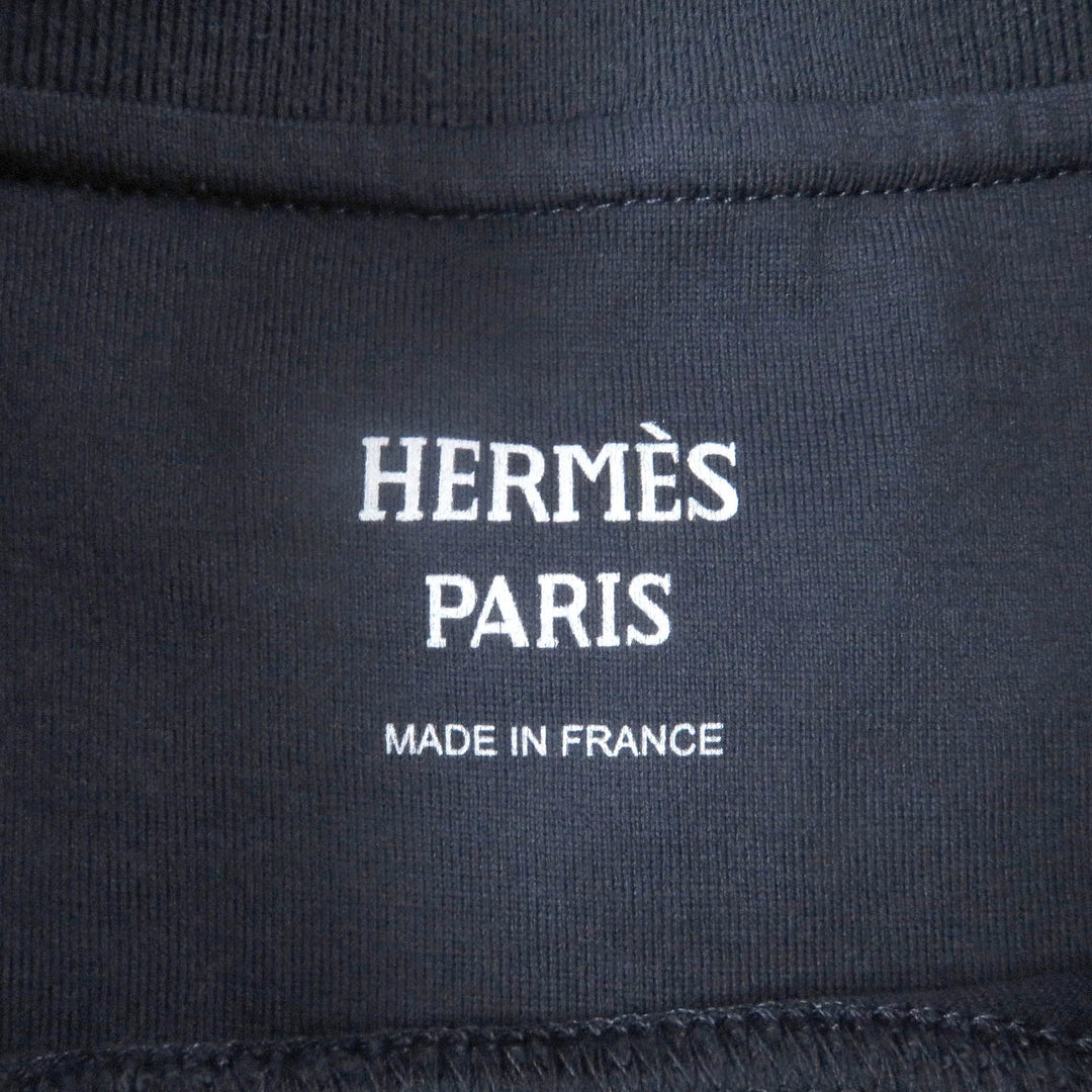 Great HERMES Short sleeve T-shirt Cartouche Chaine d'Ancre Navy cotton mens34