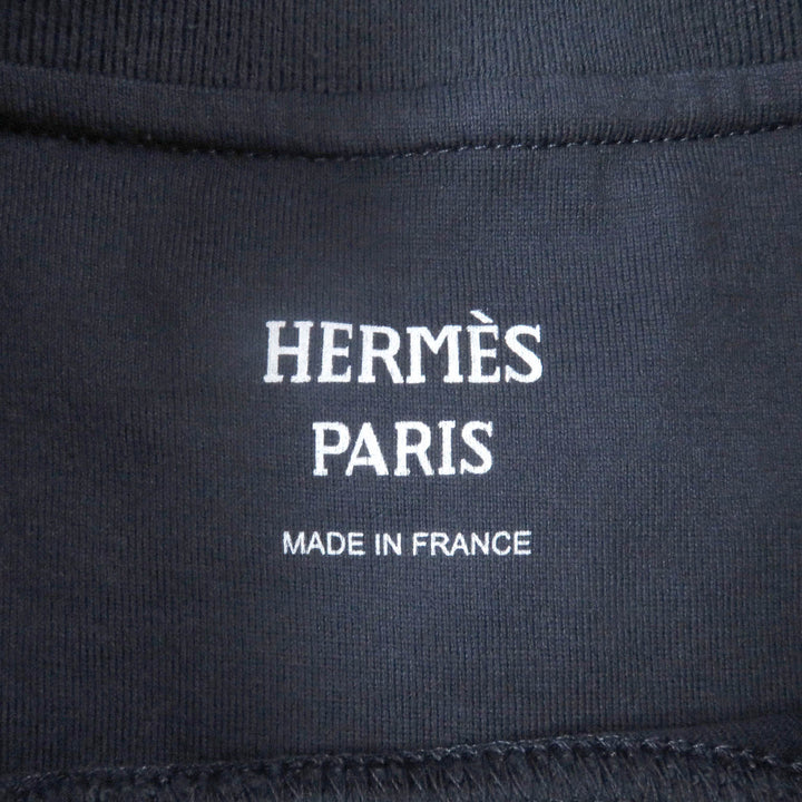 Great HERMES Short sleeve T-shirt Cartouche Chaine d'Ancre Navy cotton mens34