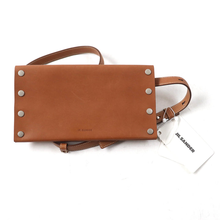 Pristine JIL SANDER Waist bag RIVET WALLET BELT Rivet wallet belt Brown leather