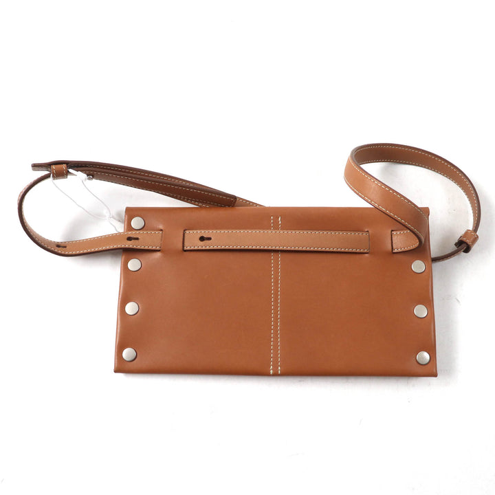 Pristine JIL SANDER Waist bag RIVET WALLET BELT Rivet wallet belt Brown leather