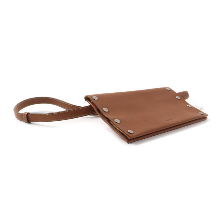 Pristine JIL SANDER Waist bag RIVET WALLET BELT Rivet wallet belt Brown leather