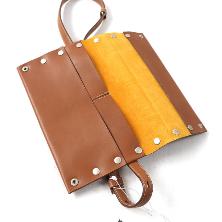 Pristine JIL SANDER Waist bag RIVET WALLET BELT Rivet wallet belt Brown leather