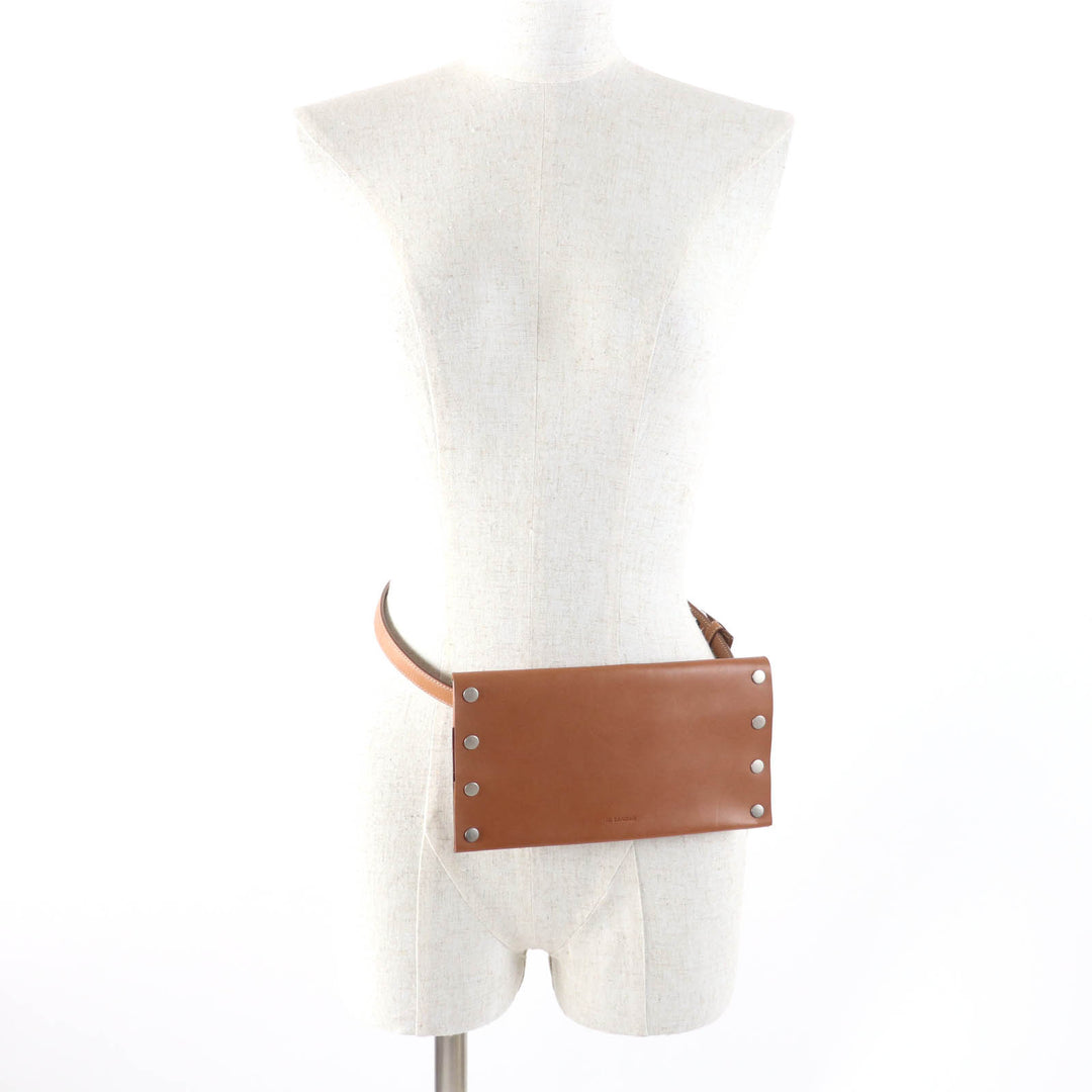 Pristine JIL SANDER Waist bag RIVET WALLET BELT Rivet wallet belt Brown leather