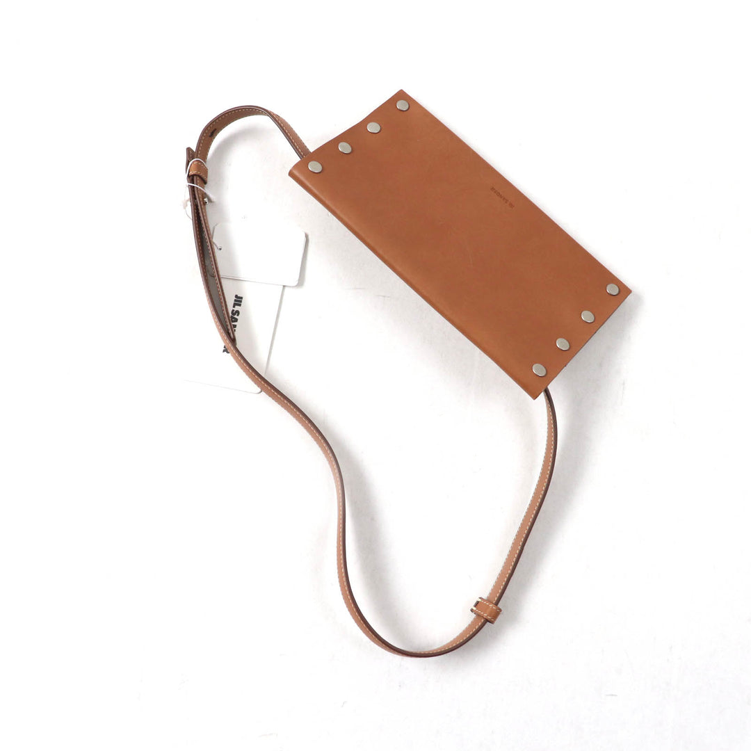 Pristine JIL SANDER Waist bag RIVET WALLET BELT Rivet wallet belt Brown leather