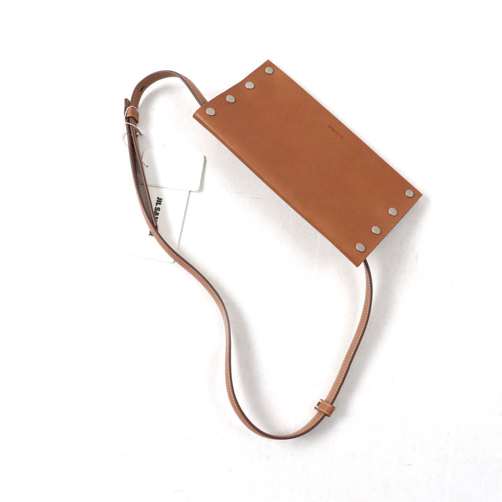 Pristine JIL SANDER Waist bag RIVET WALLET BELT Rivet wallet belt Brown leather