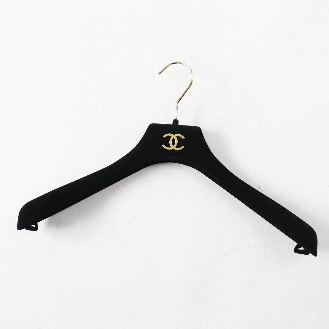 Excellent CHANEL Tops COCO Mark・Floral pattern Velour Black Grey Women 34 P78132