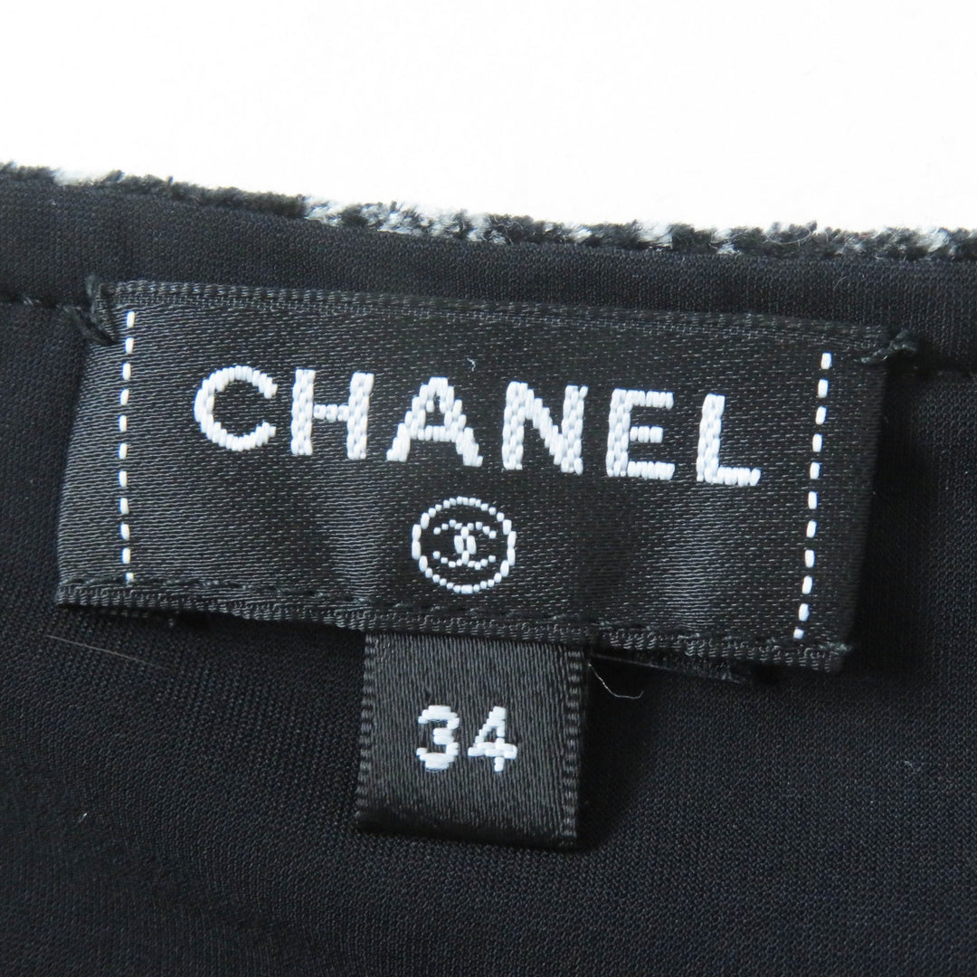Excellent CHANEL Tops COCO Mark・Floral pattern Velour Black Grey Women 34 P78132