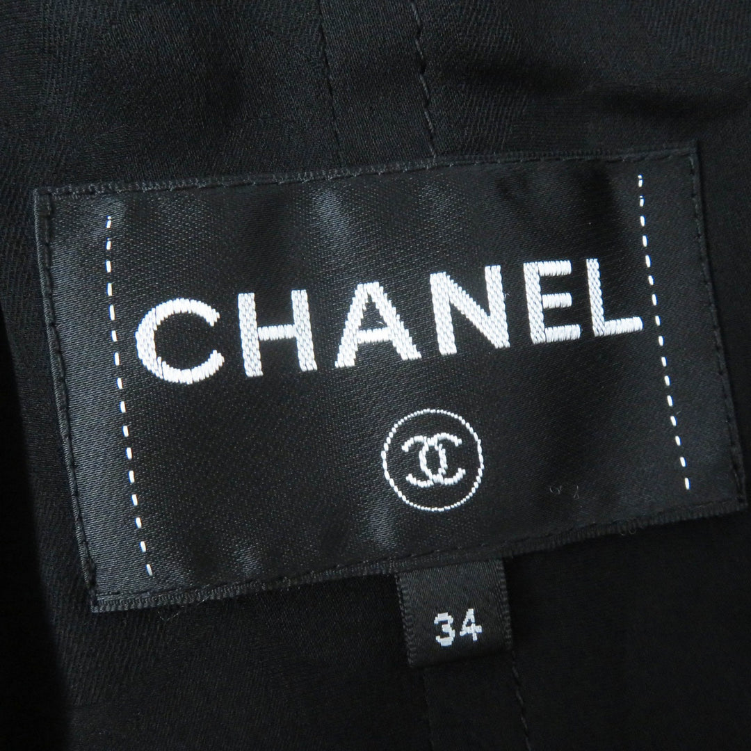 Excellent CHANEL coat Runway wear COCO Button Iridescent Tweed Black Women 34 22C P71826