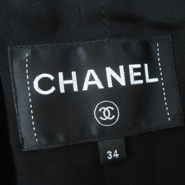 Excellent CHANEL coat Runway wear COCO Button Iridescent Tweed Black Women 34 22C P71826