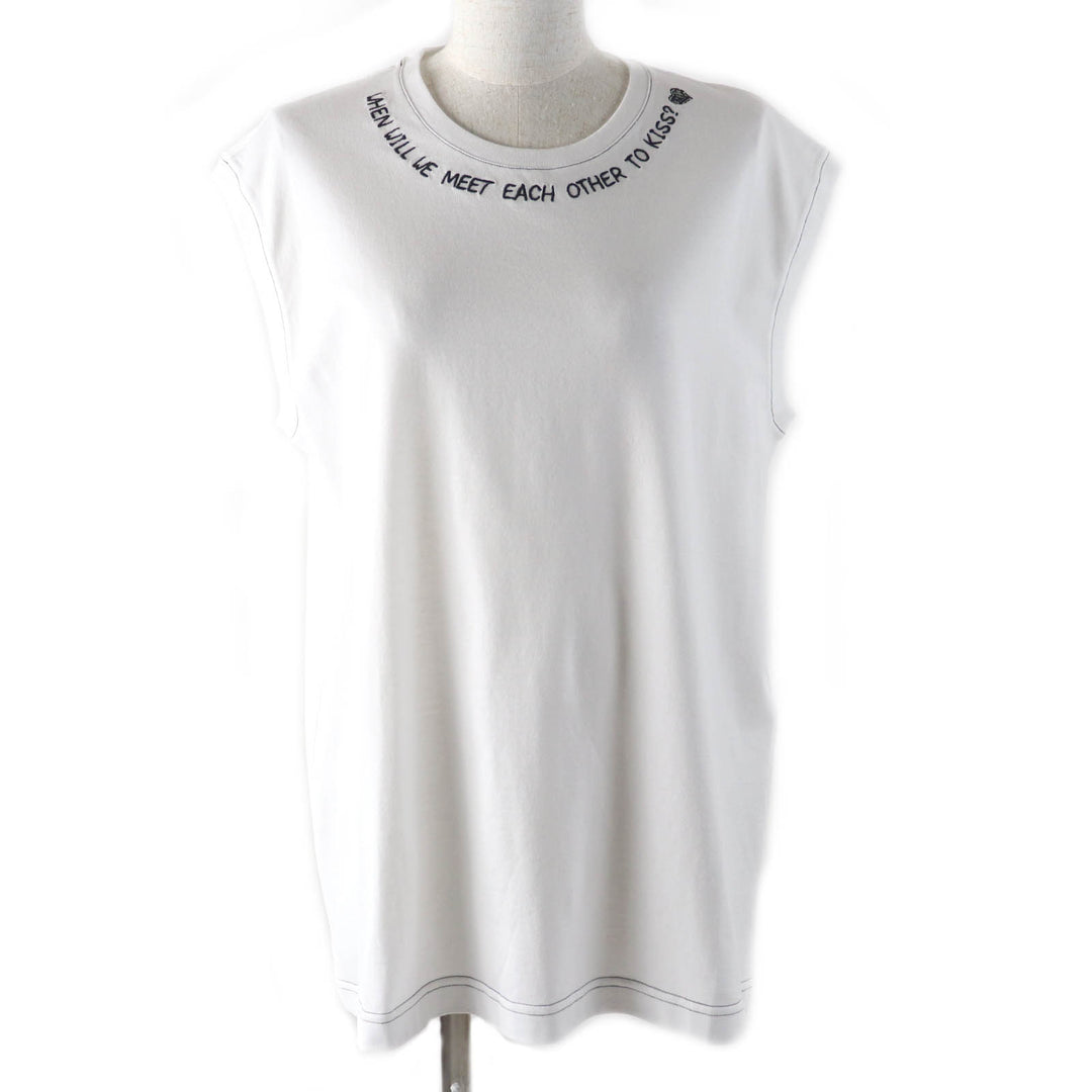Excellent DOLCE&GABBANA T-shirt Embroidered logo Sleeveless white cotton Women