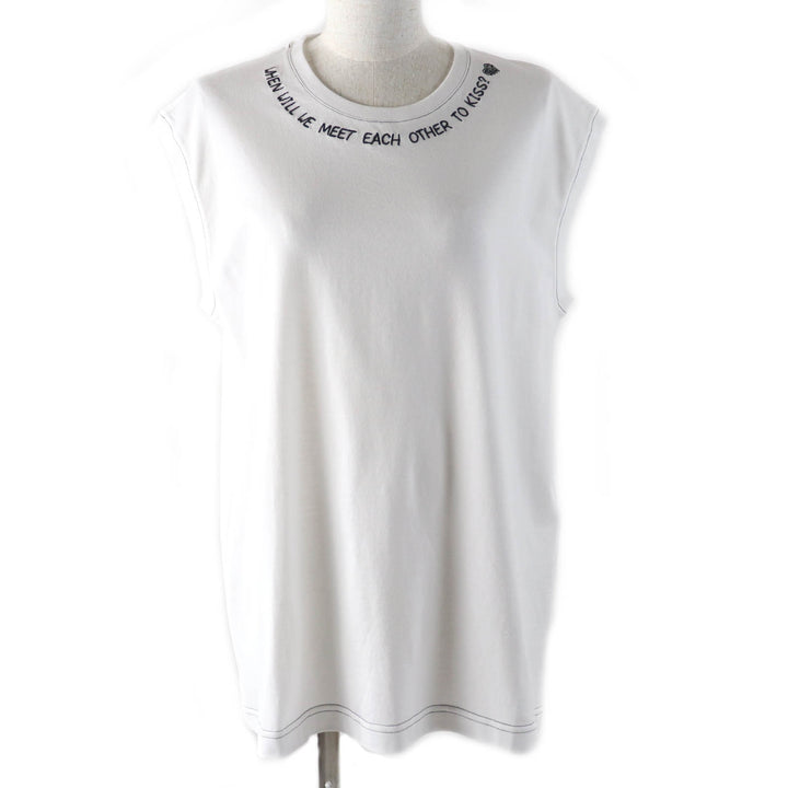 Excellent DOLCE&GABBANA T-shirt Embroidered logo Sleeveless white cotton Women