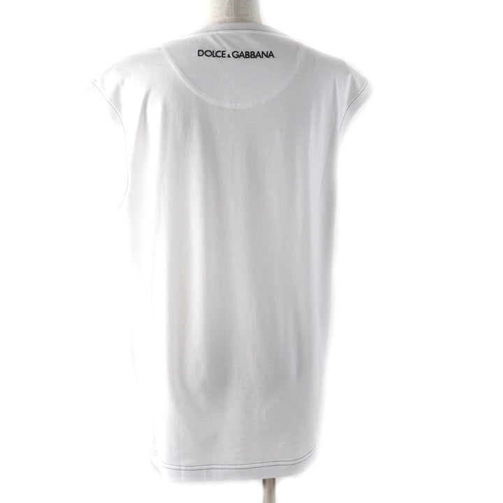 Excellent DOLCE&GABBANA T-shirt Embroidered logo Sleeveless white cotton Women