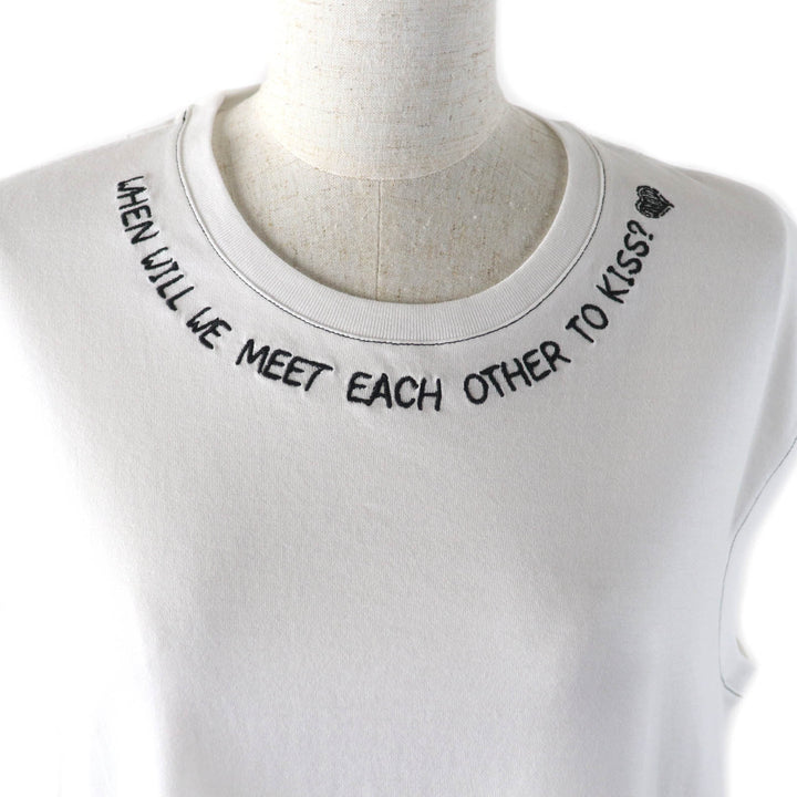 Excellent DOLCE&GABBANA T-shirt Embroidered logo Sleeveless white cotton Women