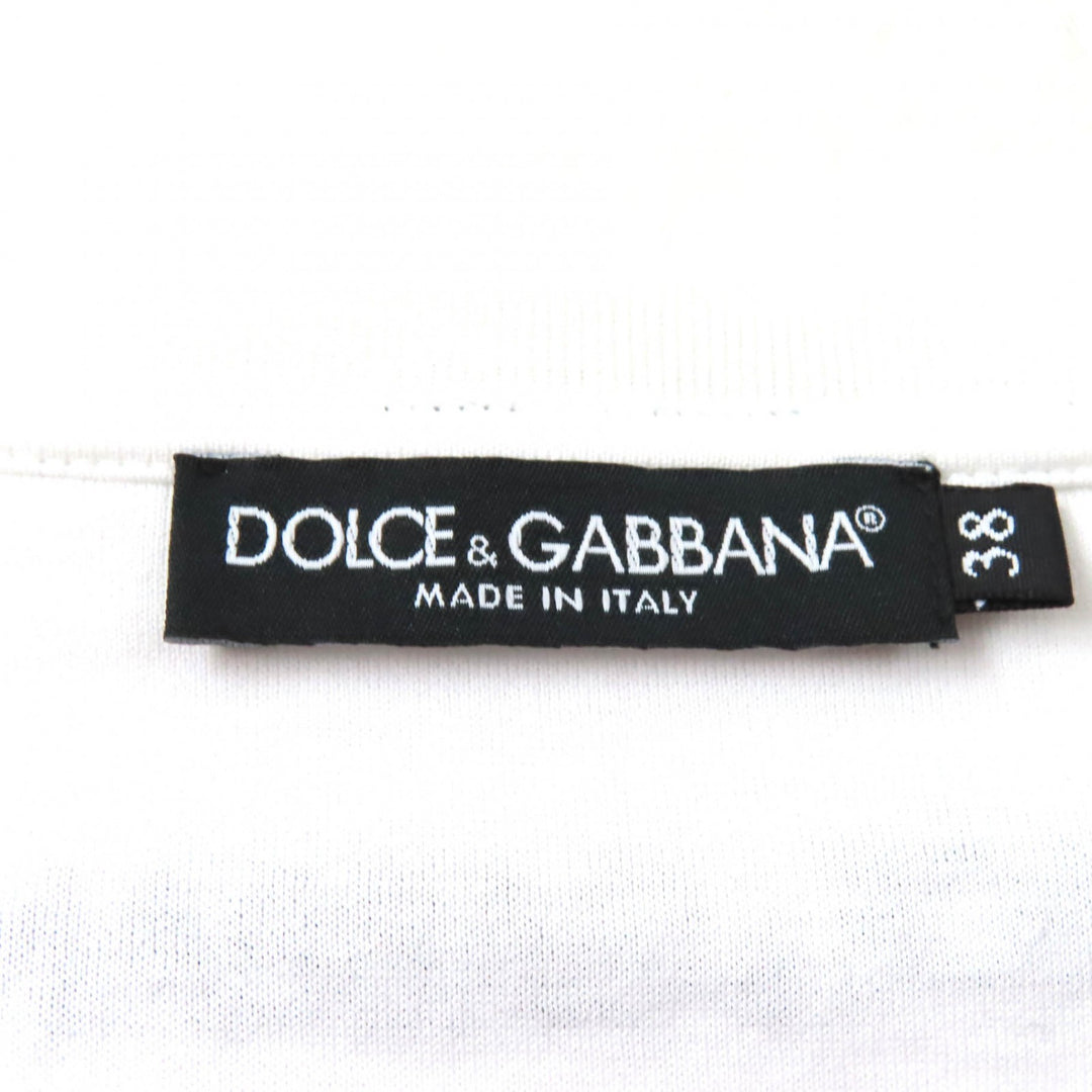 Excellent DOLCE&GABBANA T-shirt Embroidered logo Sleeveless white cotton Women