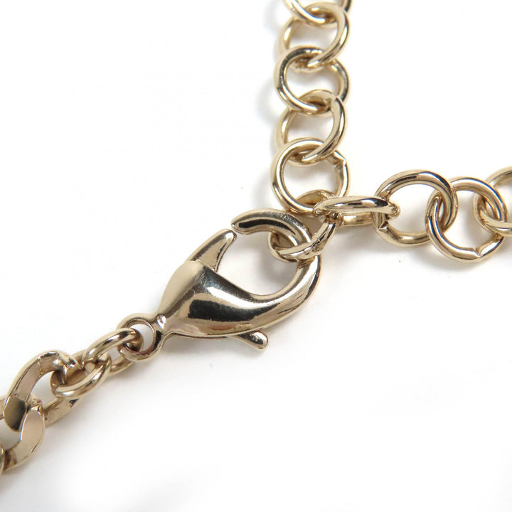 Pristine CHANEL choker COCO Mark Pearl Necklace Gold Black White Women ABE157