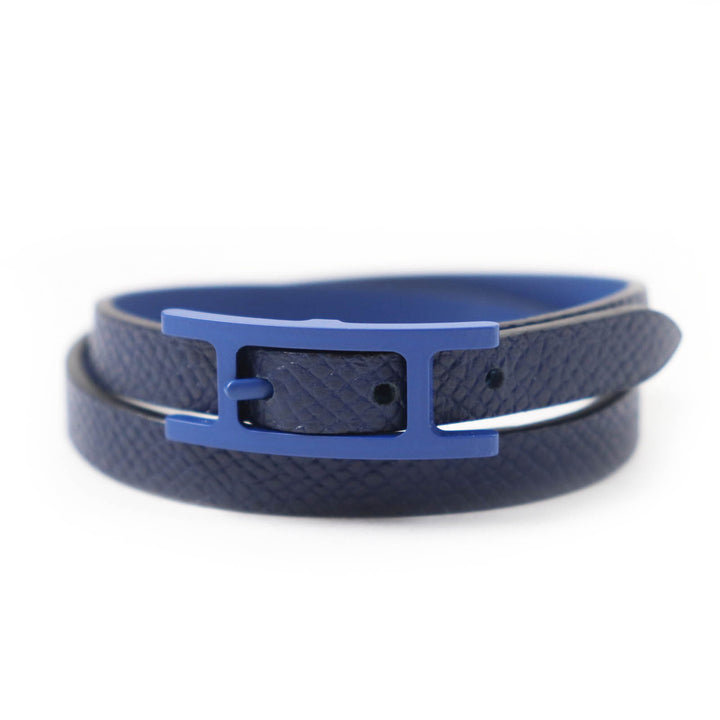 Great HERMES bracelet Beapi de Bourtour Navy leather Women