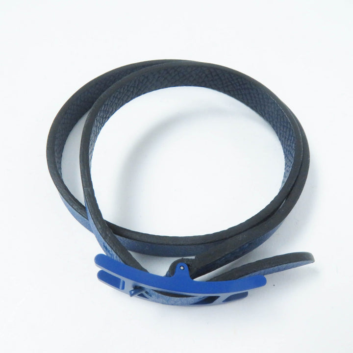 Great HERMES bracelet Beapi de Bourtour Navy leather Women